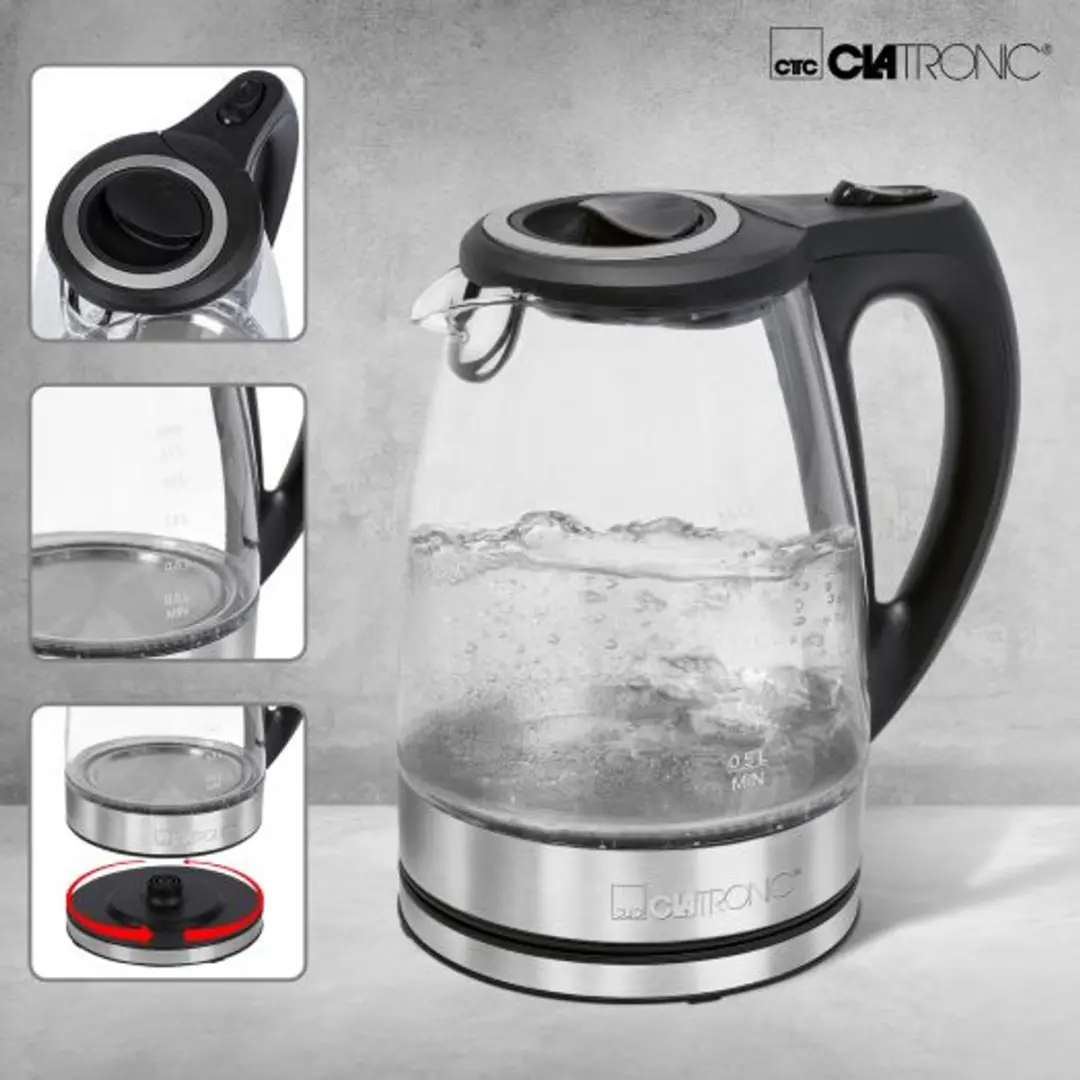 Clatronic WKS 3744 G Waterkoker - 1.7l - 2200W - Zilver - afbeelding 2 van 4