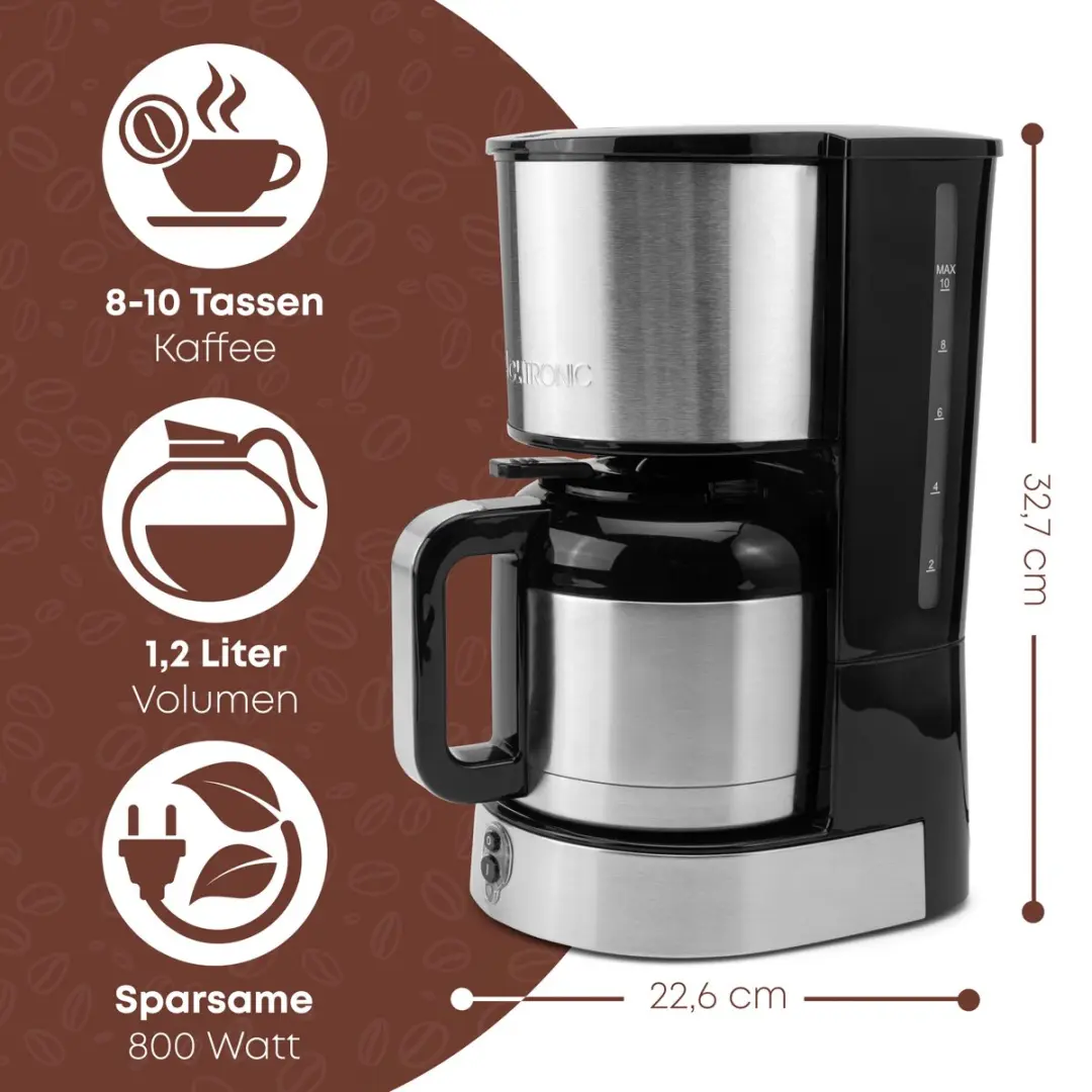 Clatronic KA 3805 Koffiezetapparaat - 1.2 liter - RVS - afbeelding 4 van 6