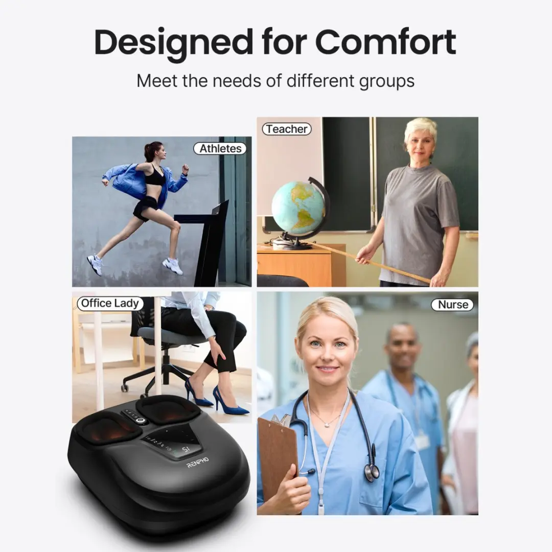Renpho Shiatsu Voetmassager FM058R - Warmtefunctie - Zwart - afbeelding 6 van 6