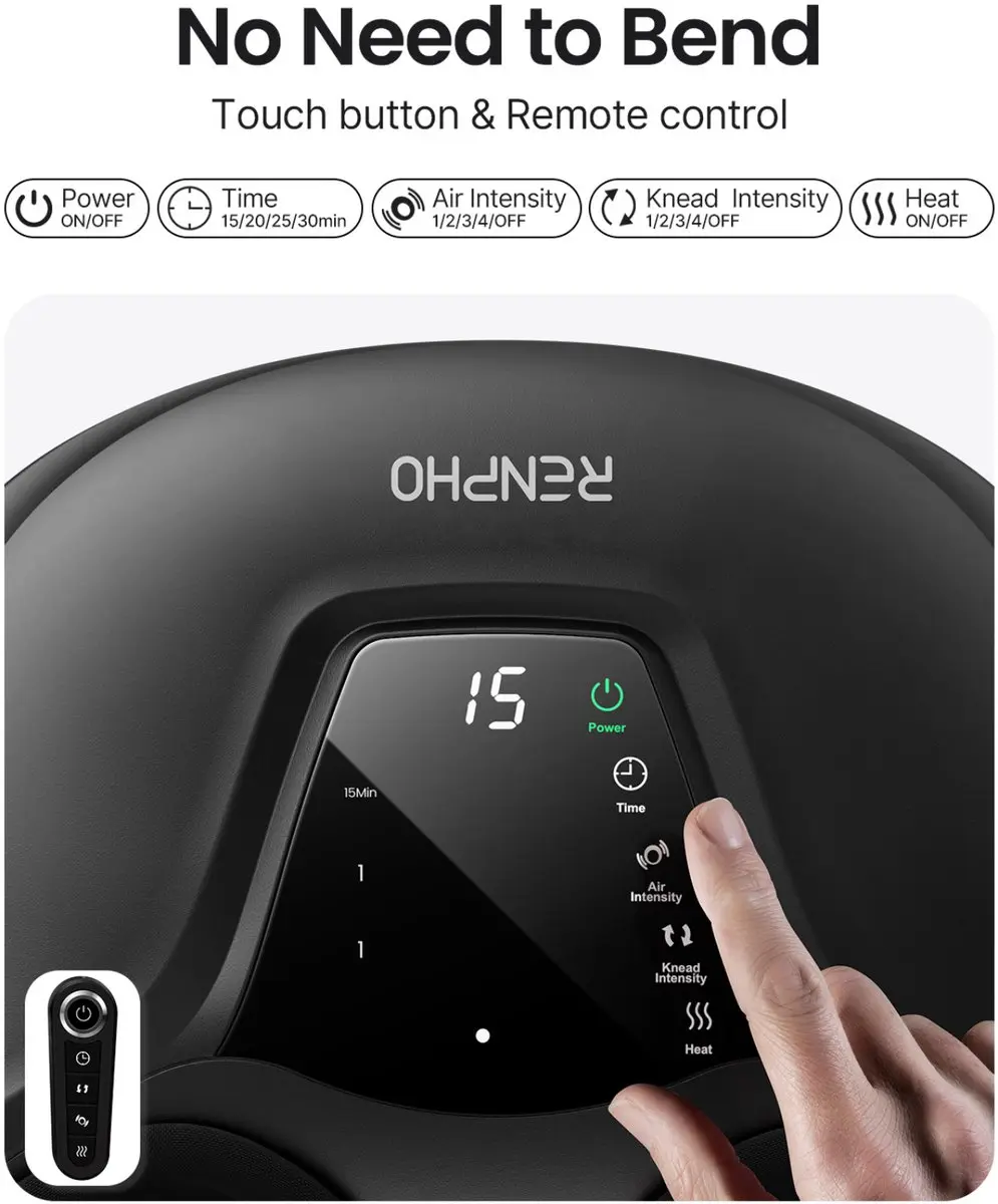 Renpho Shiatsu Voetmassager FM058R - Warmtefunctie - Zwart - afbeelding 2 van 6