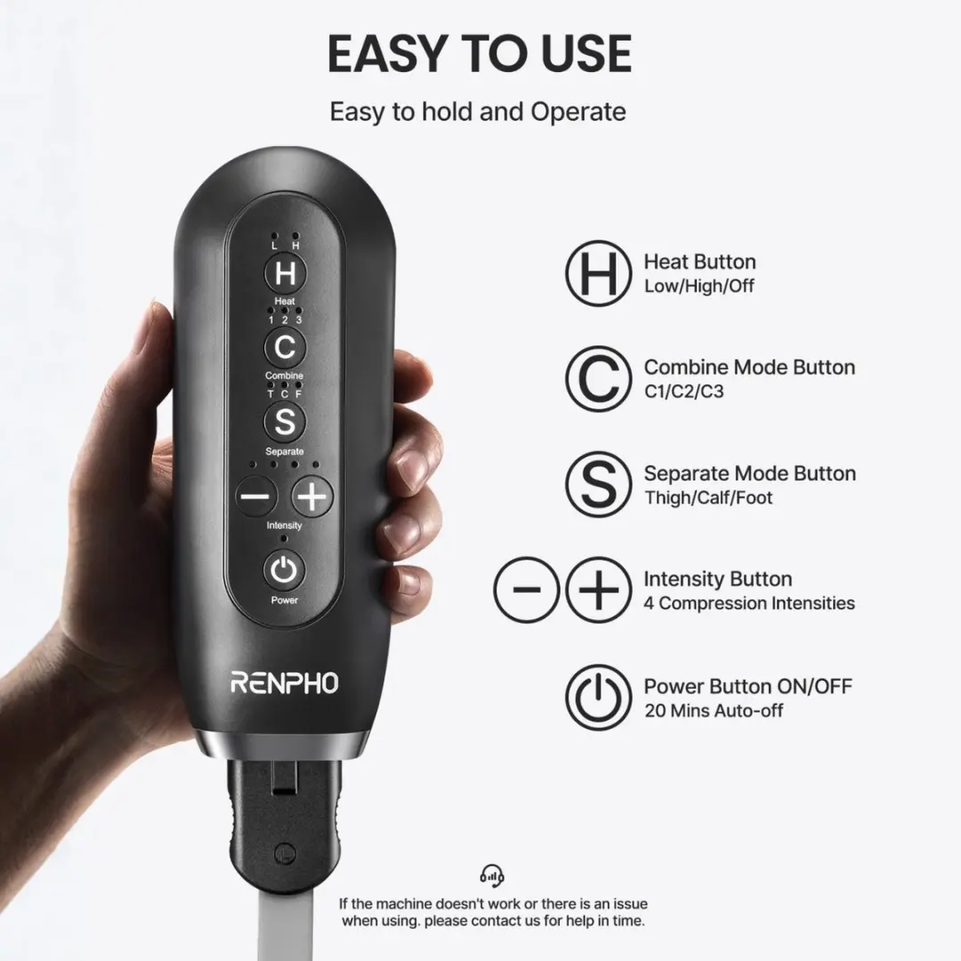 Renpho Aeria Ultimate Thermal 2 Beenmassager - Zwart - afbeelding 6 van 6