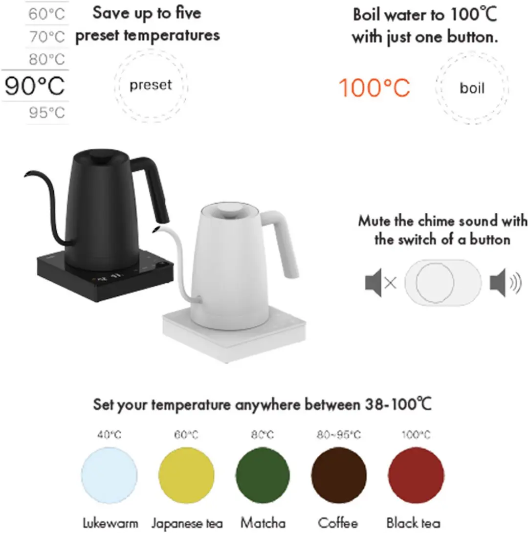 Hario Lyra ECK-80-B-EU Elektrische Waterketel - Zwart - afbeelding 2 van 6