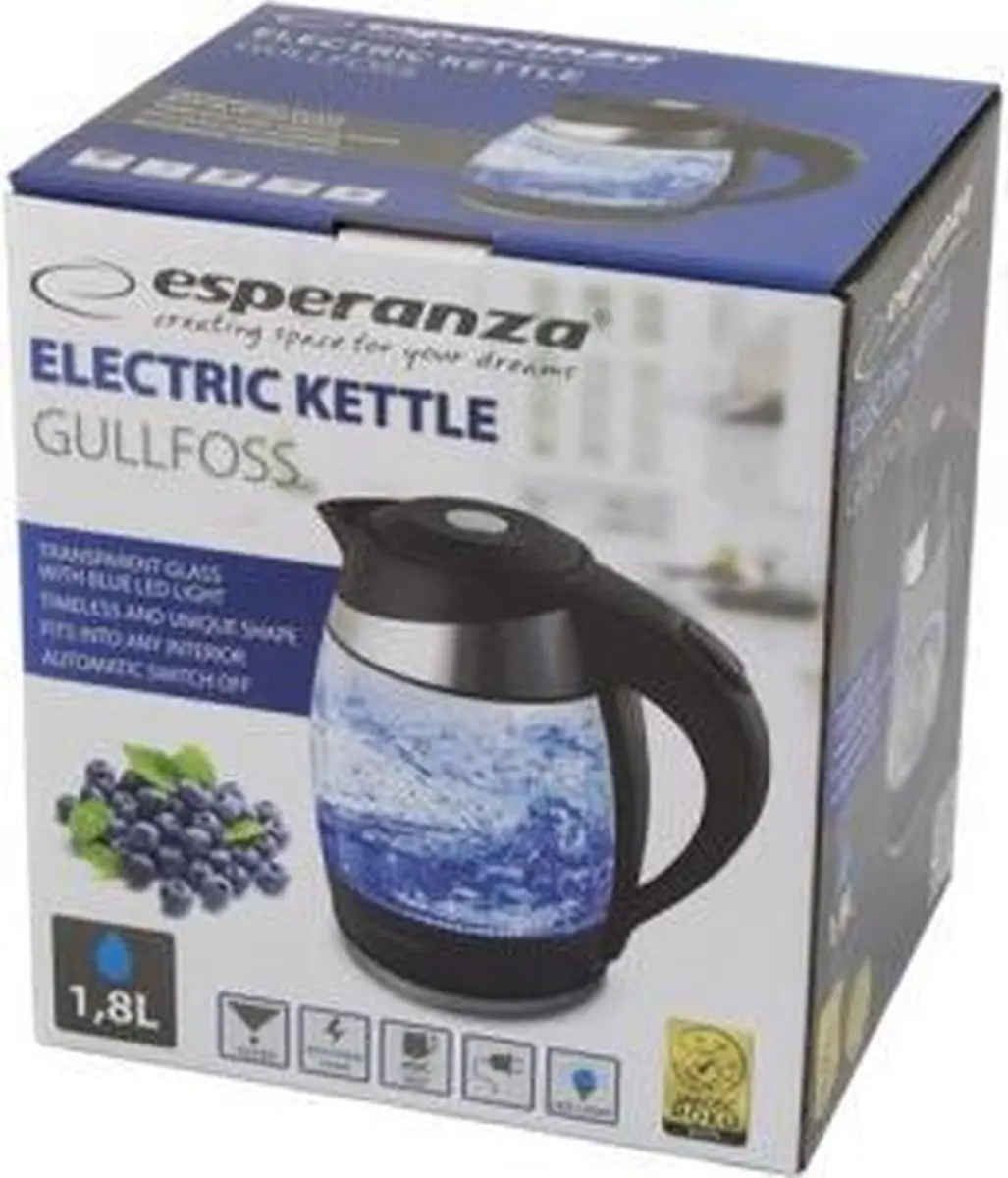 Esperanza Gullfoss EKK009 Waterkoker - 2200W - Zwart - afbeelding 4 van 4
