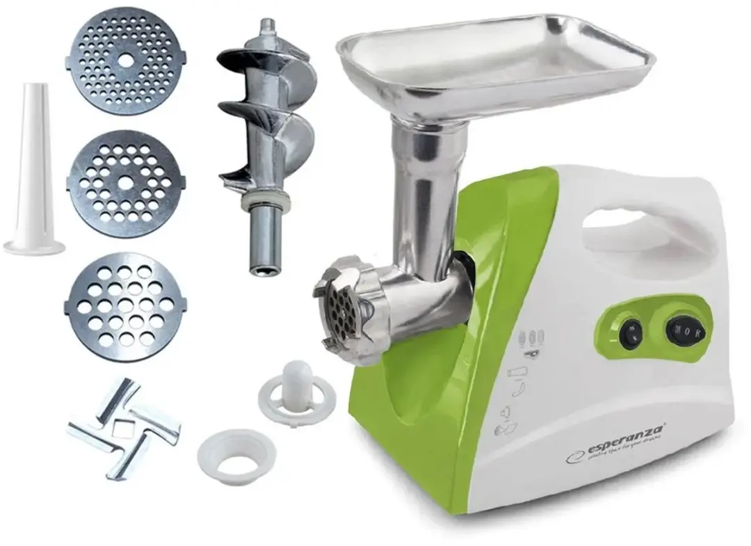 Esperanza EKM012G Vleesmolen - 600W - Wit/Groen - afbeelding 3 van 6