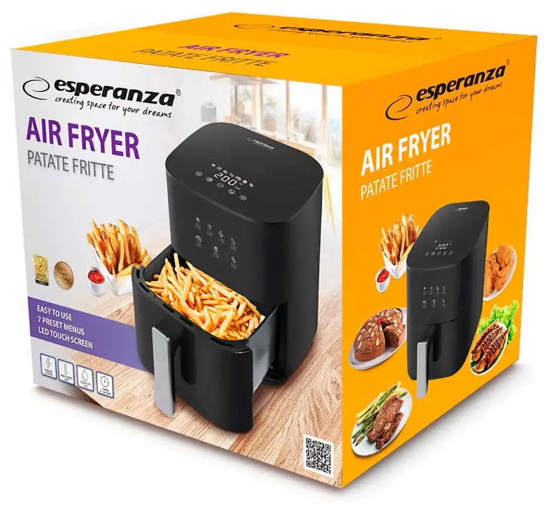 Esperanza EKA002 Air Fryer 3,5L - 1350W - Zwart - afbeelding 2 van 6