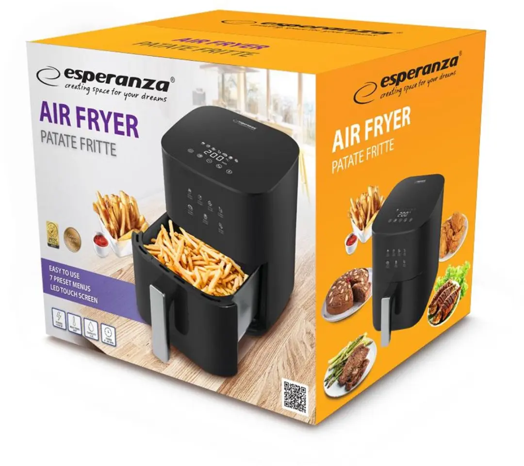 Esperanza EKA002 Air Fryer 3,5L - 1350W - Zwart - afbeelding 4 van 6