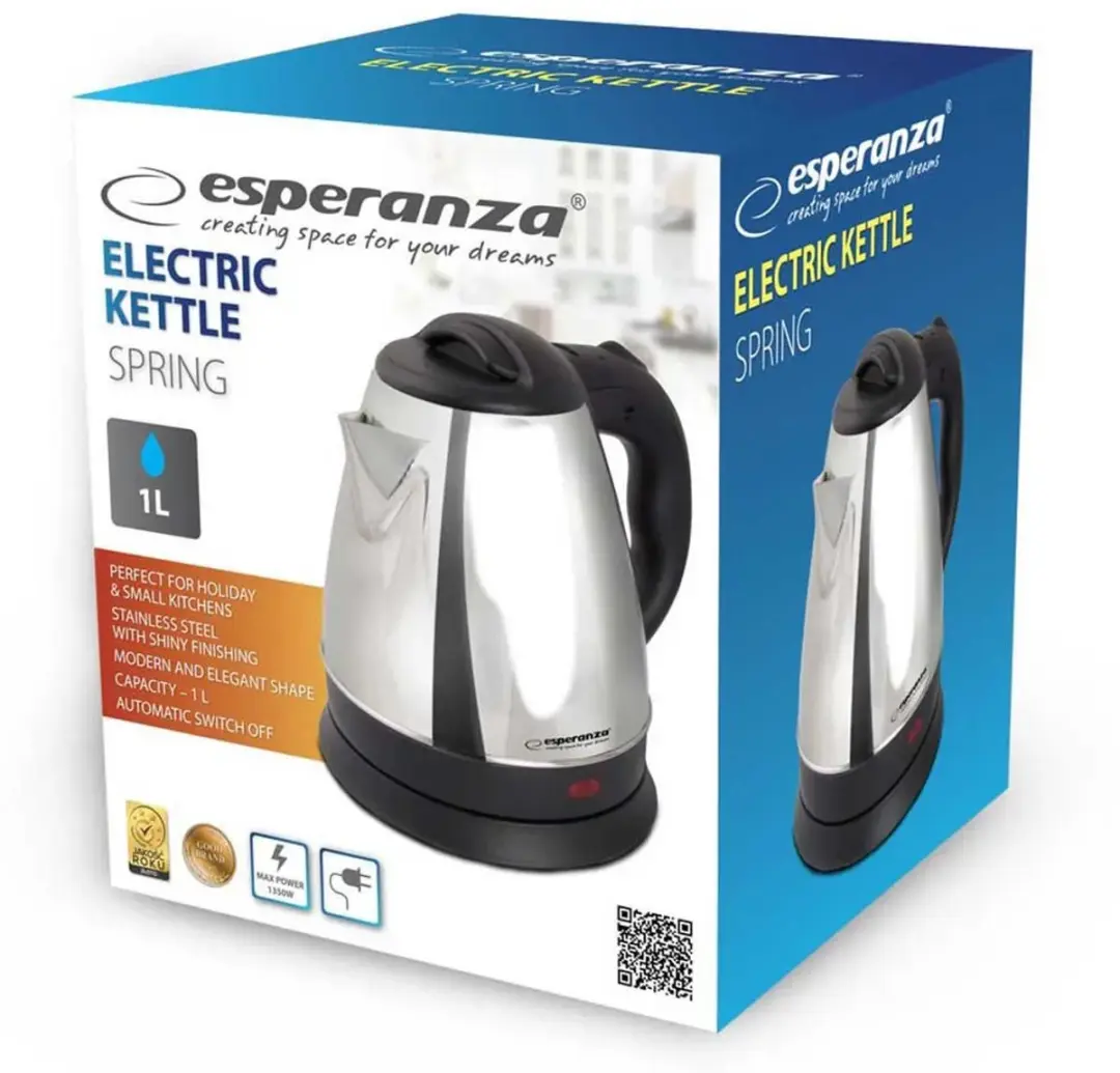 Esperanza EKK116X Waterkoker - 1L - 1350W - Zilver - afbeelding 4 van 4
