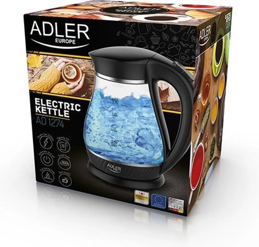 Adler AD1274b Waterkoker - 2200W - 1.7 liter - Zwart - afbeelding 3 van 6