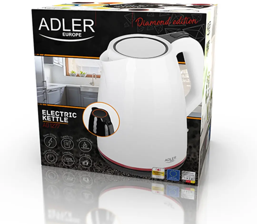 Adler AD 1277 Diamond Waterkoker - 2200W - 1,7 liter - Wit - afbeelding 2 van 6