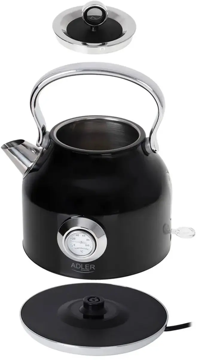 Adler AD 1346B Waterkoker met Thermometer - 1.7L - Zwart - afbeelding 5 van 6