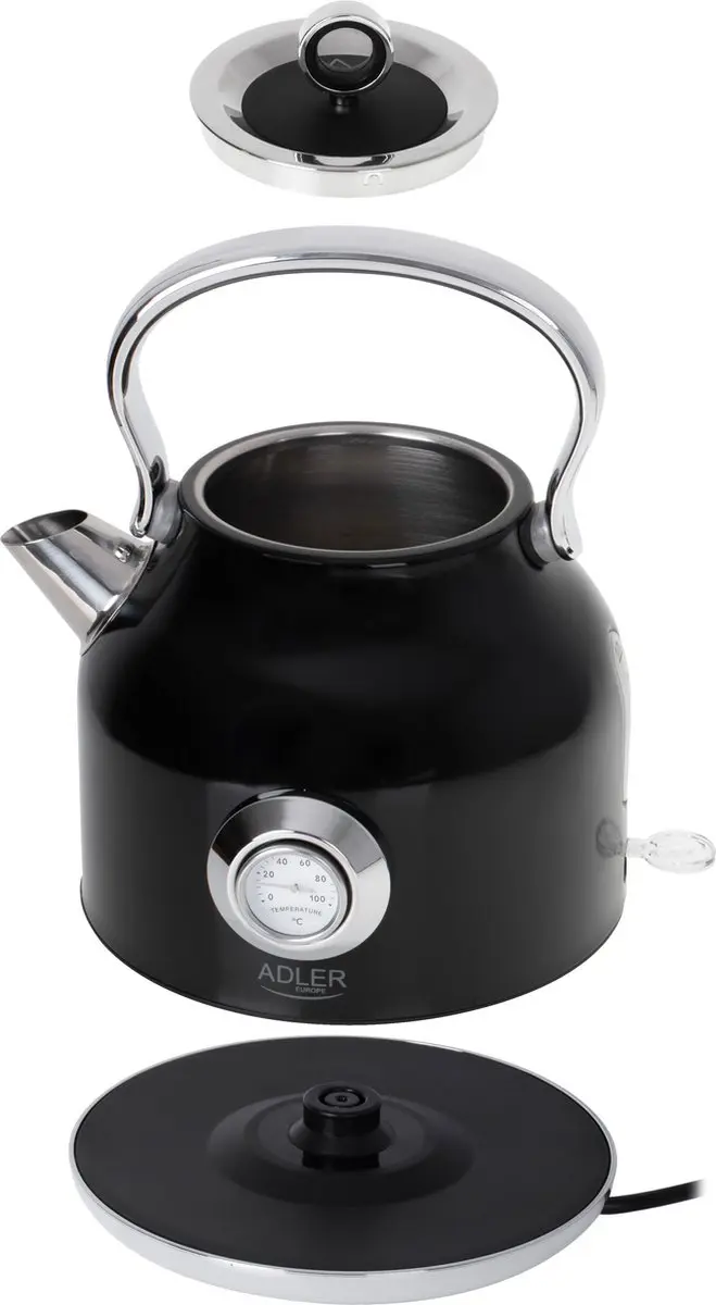 Adler AD 1346B Waterkoker met Thermometer - 1.7L - Zwart - afbeelding 4 van 6