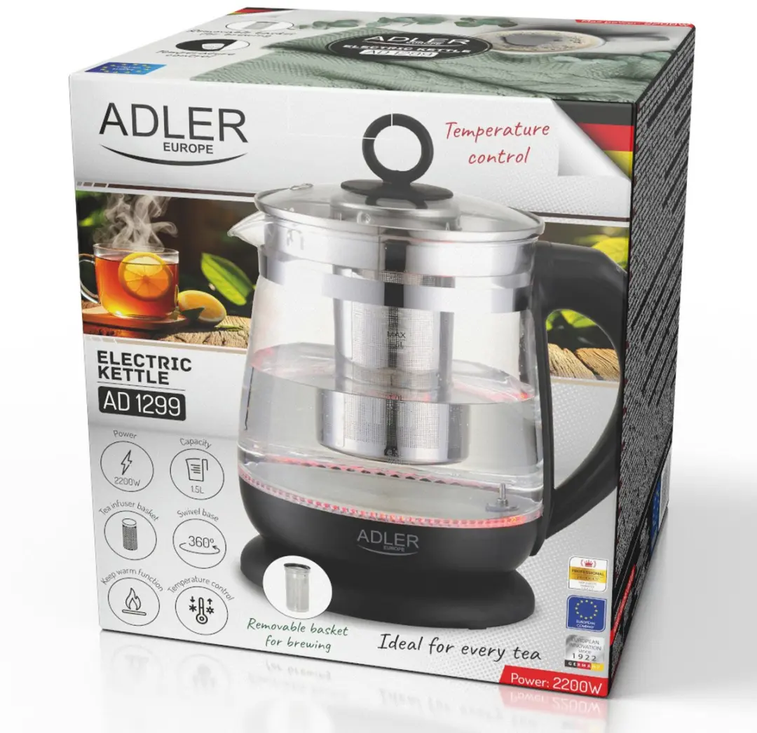 Adler AD 1299b Waterkoker - 1.5L - 2200W - Zwart - afbeelding 6 van 6
