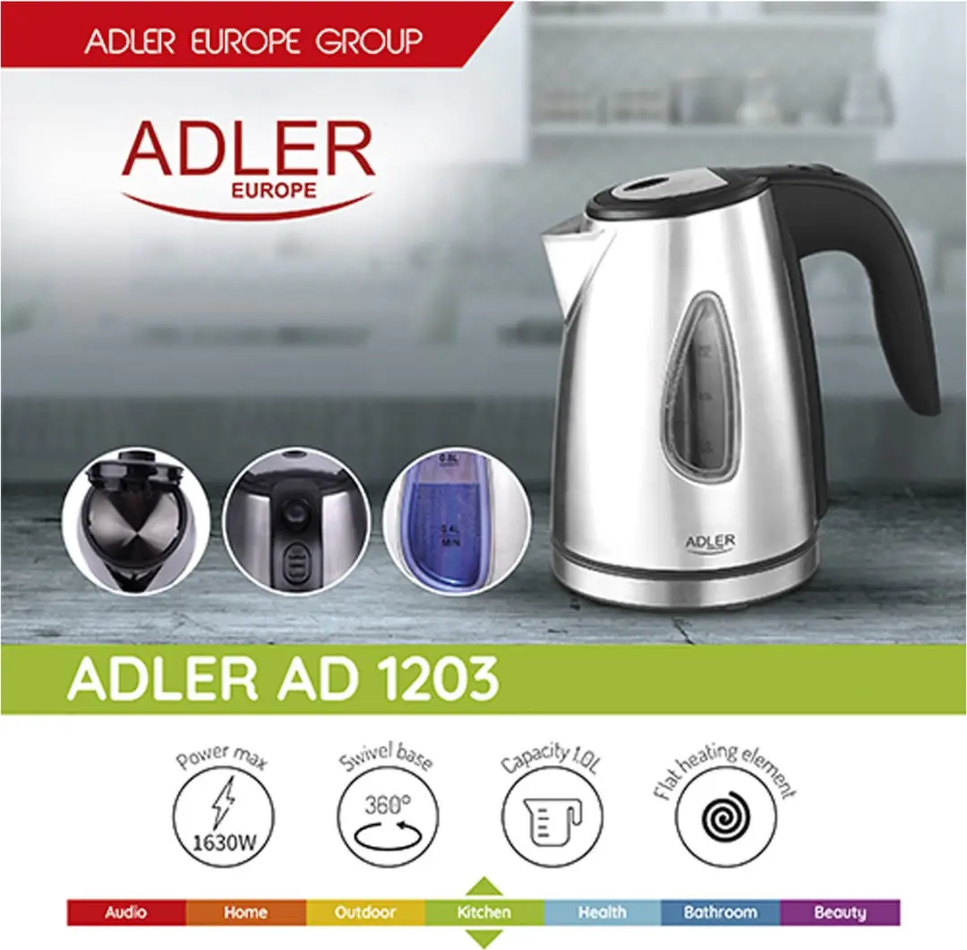 Adler AD 1203 Elektrische Waterkoker - 1.0L - RVS - afbeelding 6 van 6