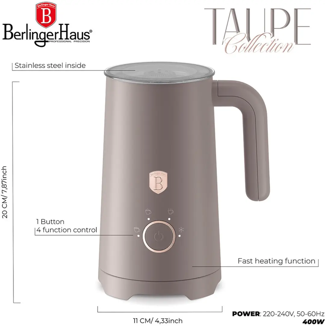 BerlingerHaus BH-9792 Elektrische Melkopschuimer - Taupe - afbeelding 6 van 6