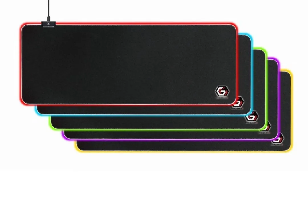 Gembird Gaming Muismat LED L - 80x30cm - Zwart/Rood/Geel/Paars/Blauw/Groen