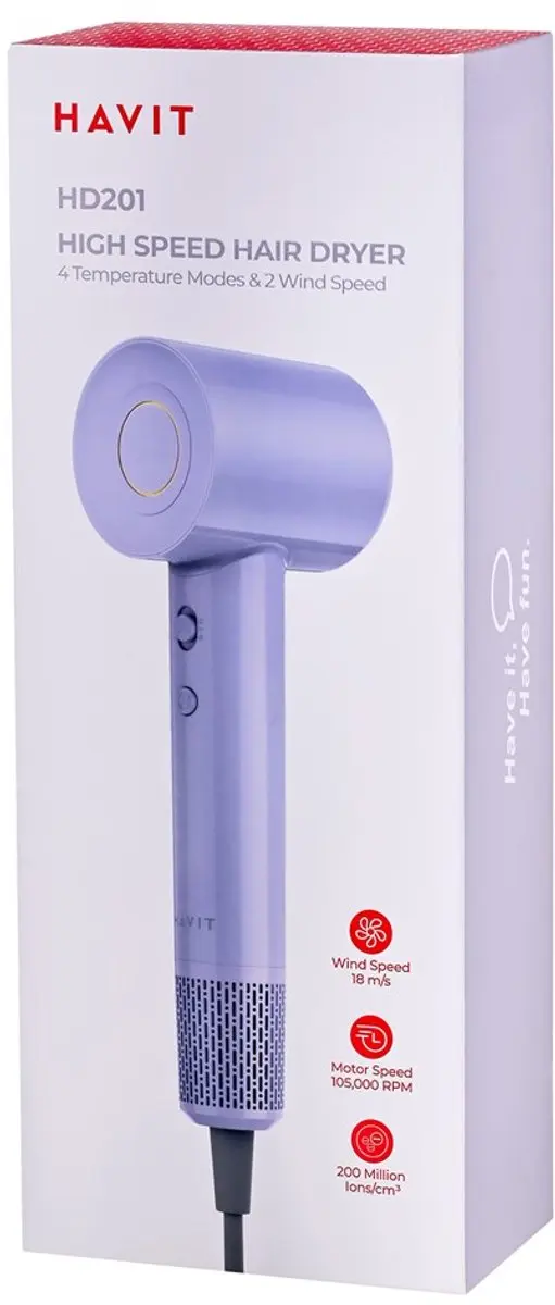 Havit HD201-EU Haartrockner 1600W - Paars - afbeelding 6 van 6