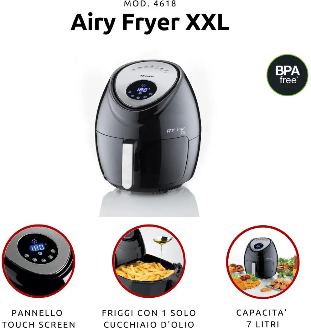 Ariete 4618/00 Airfryer XXL - 5.5L - Zwart - afbeelding 3 van 6