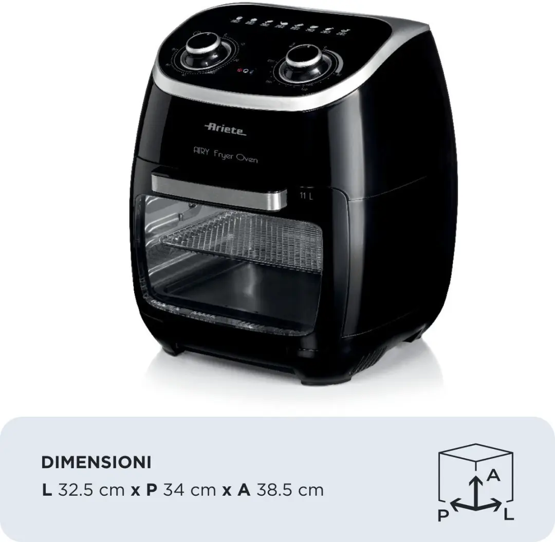 Ariete 4619/00 - Airfryer Oven - Hetelucht friteuse - 2000W - 11 liter - 80 tot 200°C - 8 automatische programma's - 6 accessoires - afbeelding 2 van 6