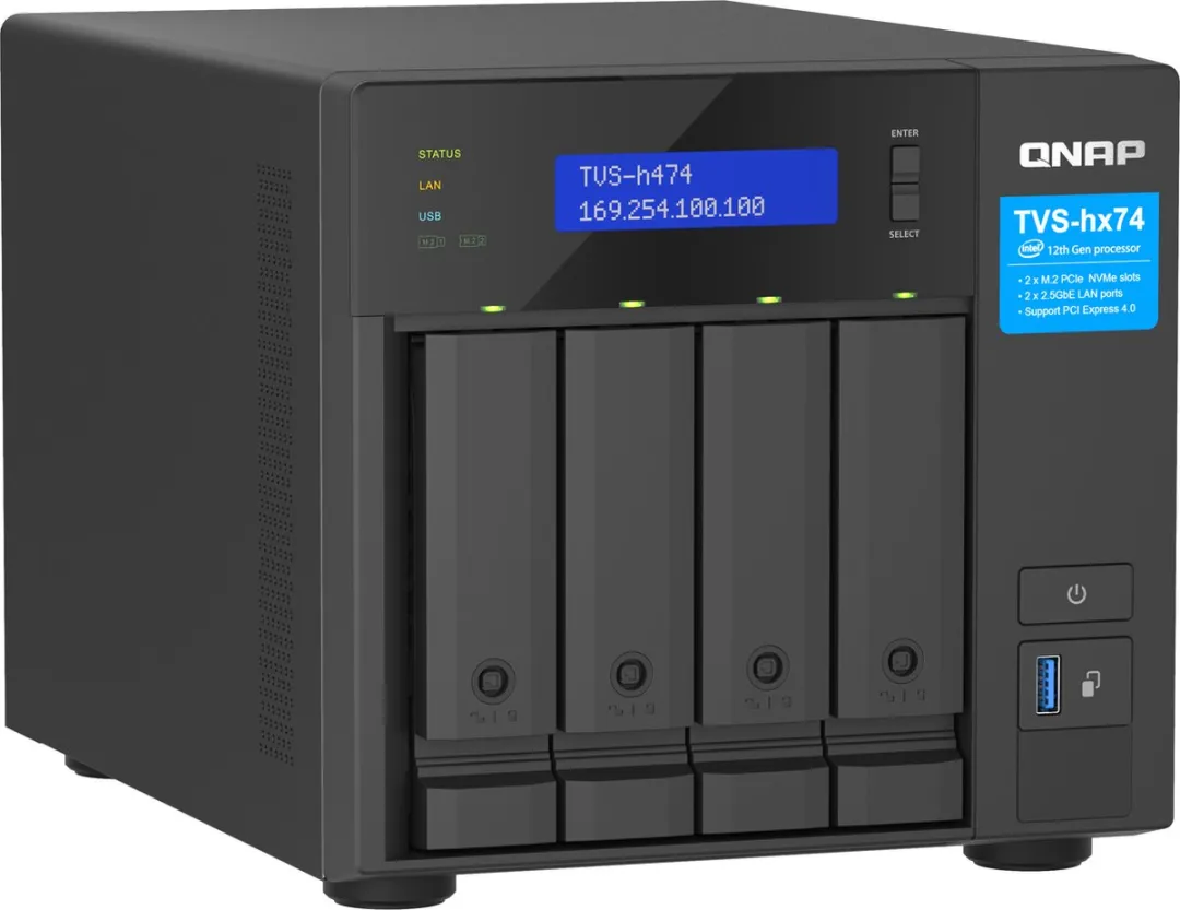 QNAP TVS-H474-PT-8G NAS - 4Bays - 2Kernen