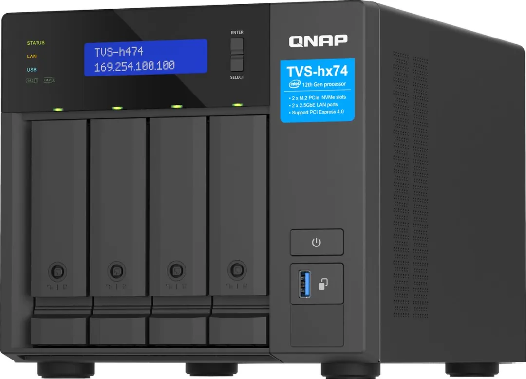 QNAP TVS-H474-PT-8G NAS - 4Bays - 2Kernen