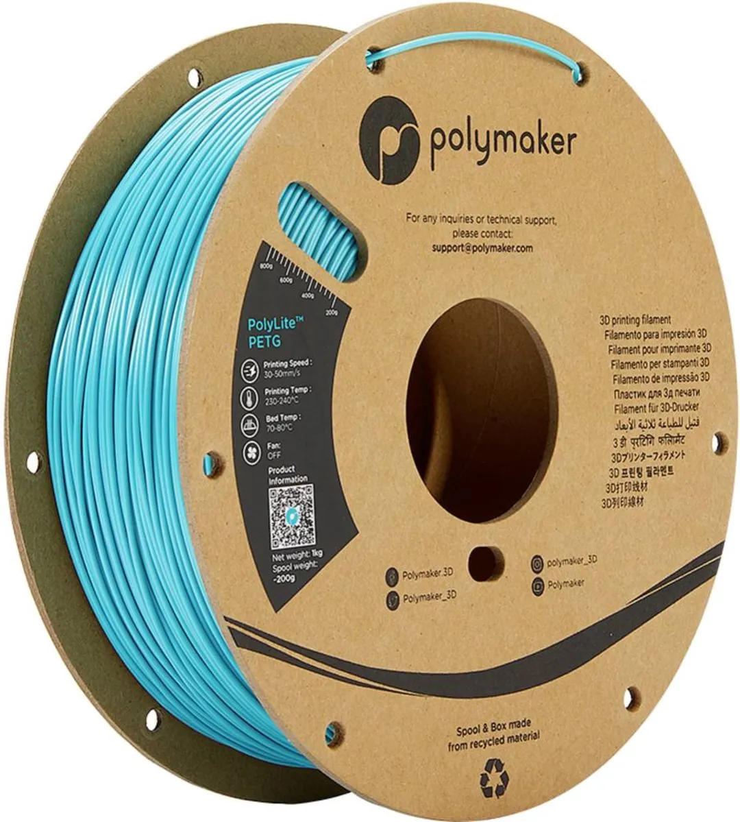 Polymaker PolyLite PETG Filament 1.75mm 1000g - Turquoise