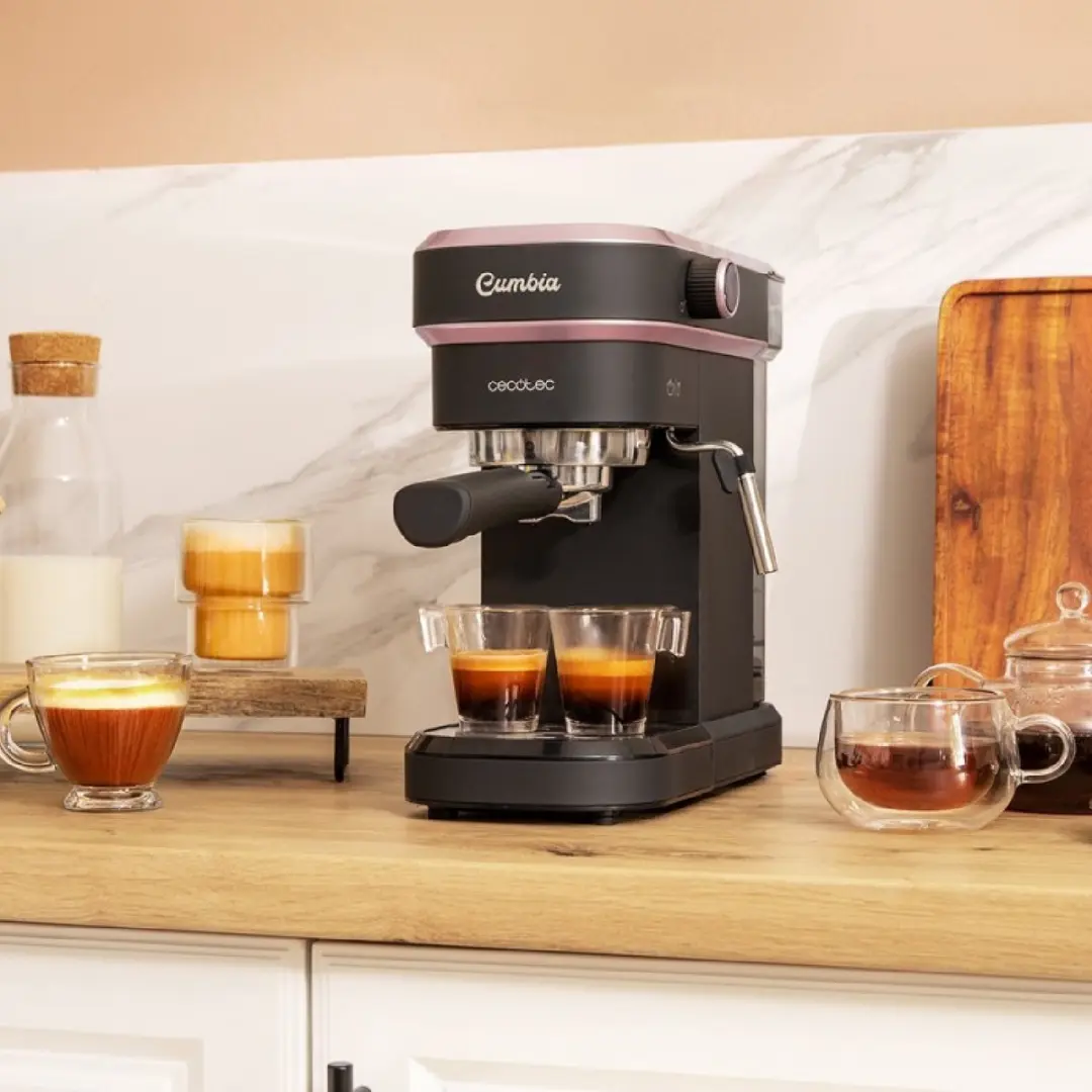 Cecotec Espressomaschine Cafelizzia 890 Rose. Für Espressos und Cappuccino, 1350 W, Thermoblock-System, 20 Bar Druck, Automatikmodus für 1-2 Kaffees, schwenkbarer Dampfrohr, 1,2 L Kapazität - afbeelding 3 van 6