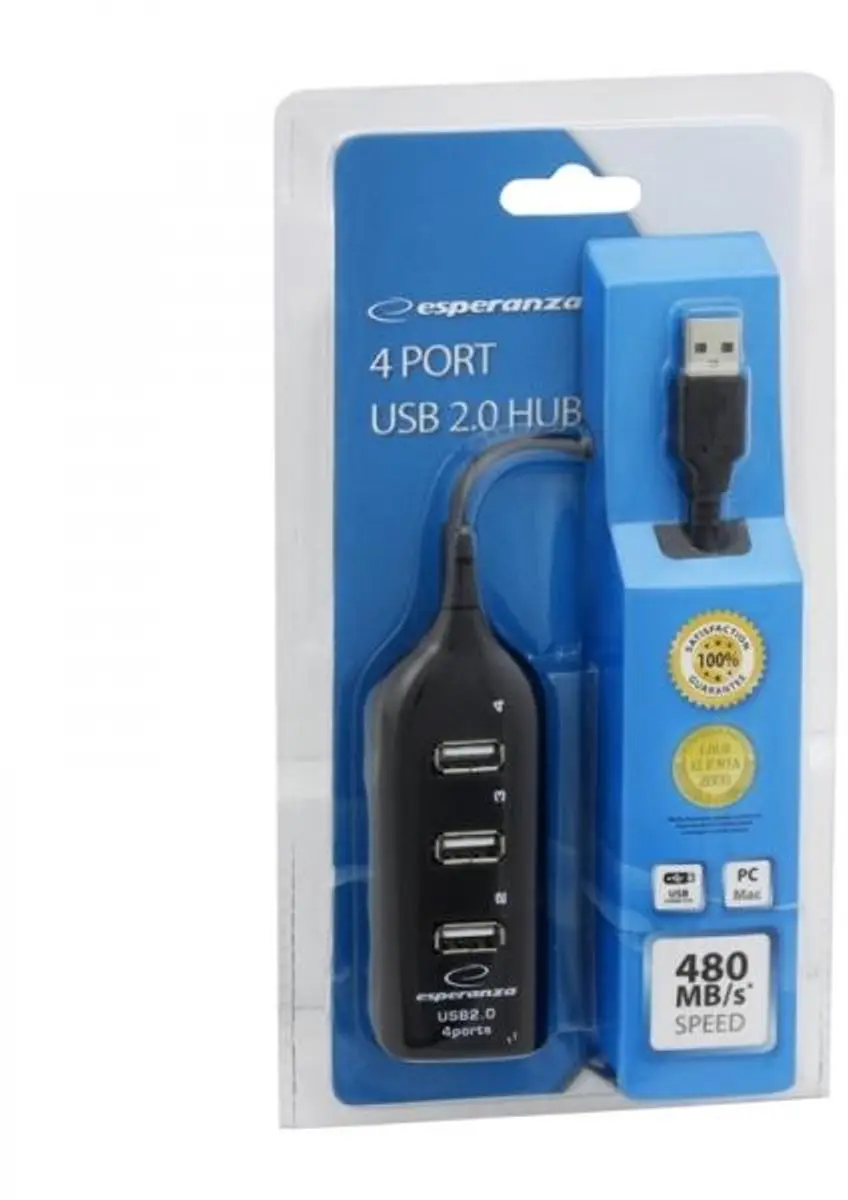 Esperanza EA116 USB-Hub 4x USB 2.0 - Zwart - afbeelding 3 van 3