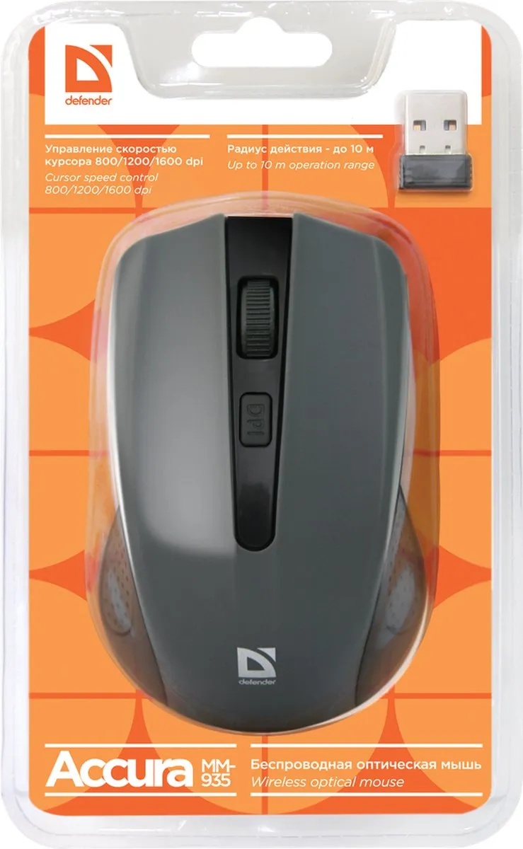 Defender MM-935 muis Ambidextrous RF Draadloos Optisch 1600 DPI
