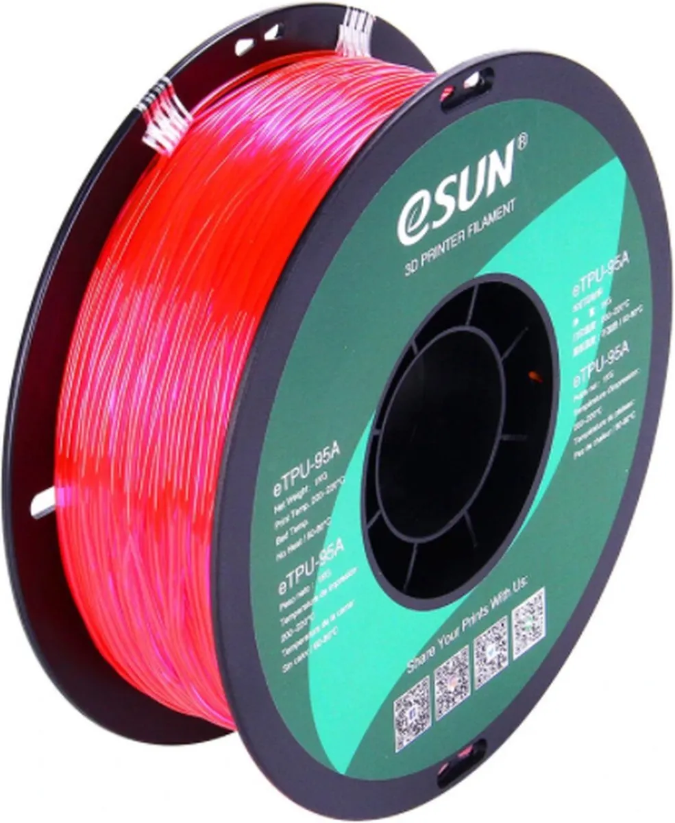 ESUN eTPU-95A Transparant Rood - 1.75mm - 1kg