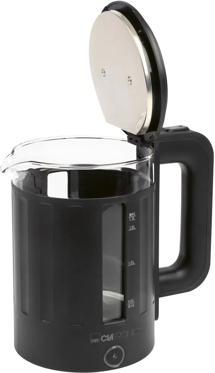 Clatronic WK 3837 G Glas Waterkoker - 2200W - 1,7L - Zwart - afbeelding 2 van 6
