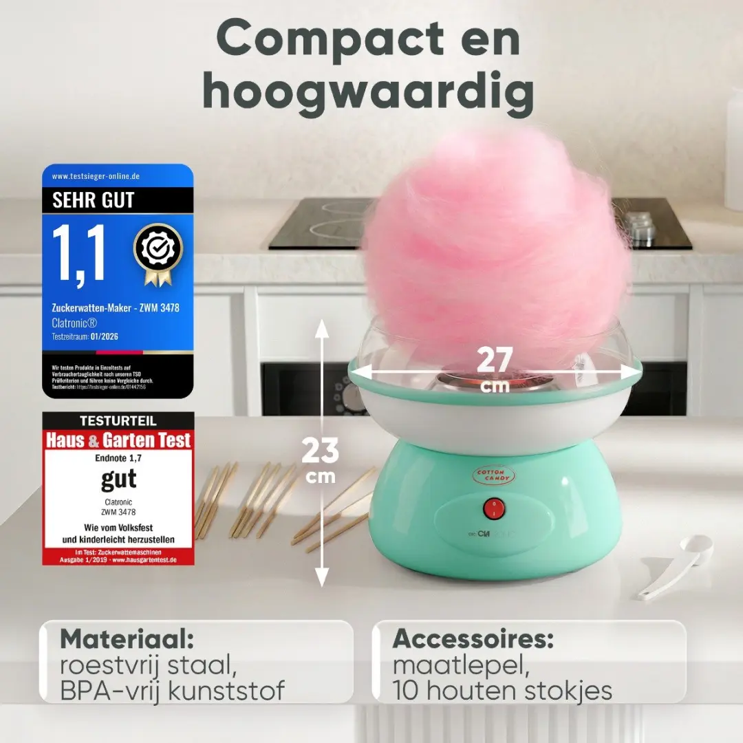 Clatronic ZWM 3478 Suikerspinmachine - 500W - Groen - afbeelding 4 van 6