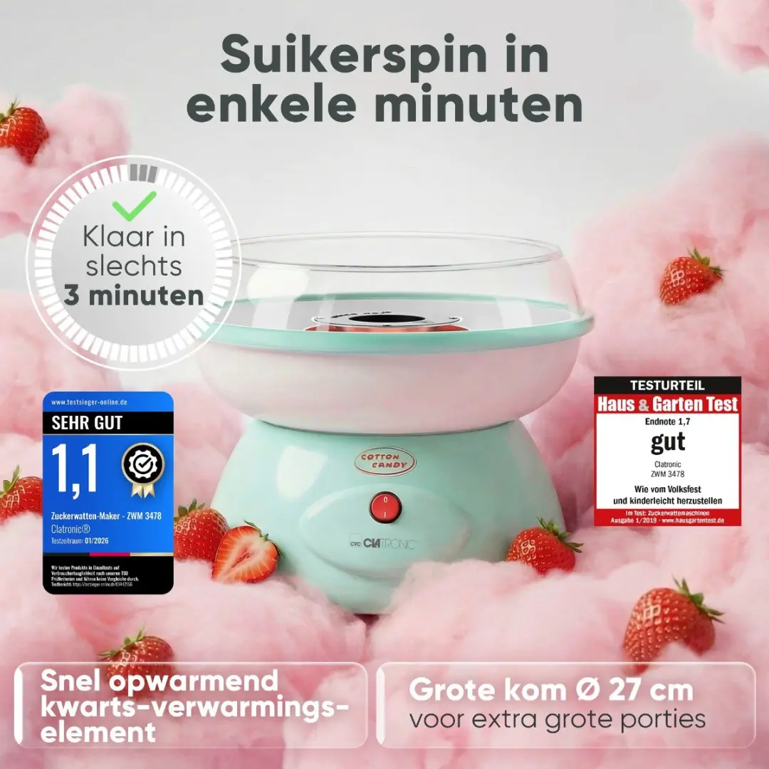 Clatronic ZWM 3478 Suikerspinmachine - 500W - Groen - afbeelding 2 van 6