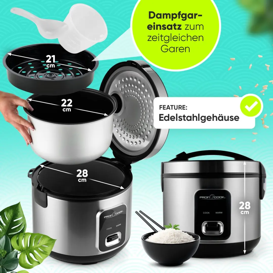 ProfiCook RK 1285 Rijstkoker en Stoomkoker - 1,2 l - RVS - afbeelding 6 van 6