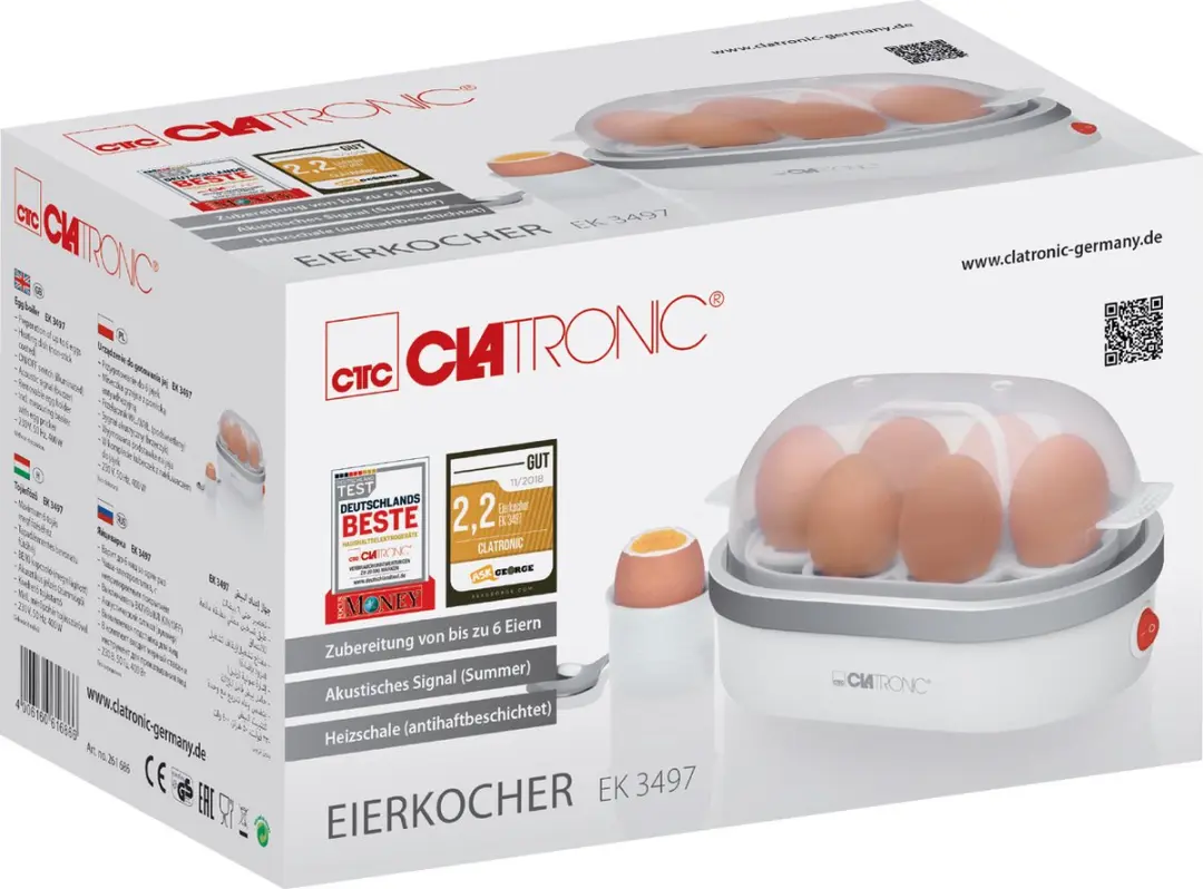 Clatronic EK 3497 Eierkoker - 400W - Wit - afbeelding 4 van 6