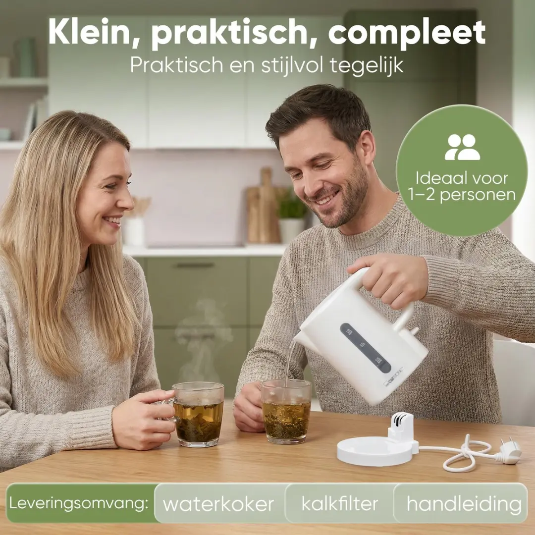 Clatronic WK 3834 Waterkoker - 1 Liter - 900W - Wit - afbeelding 2 van 6