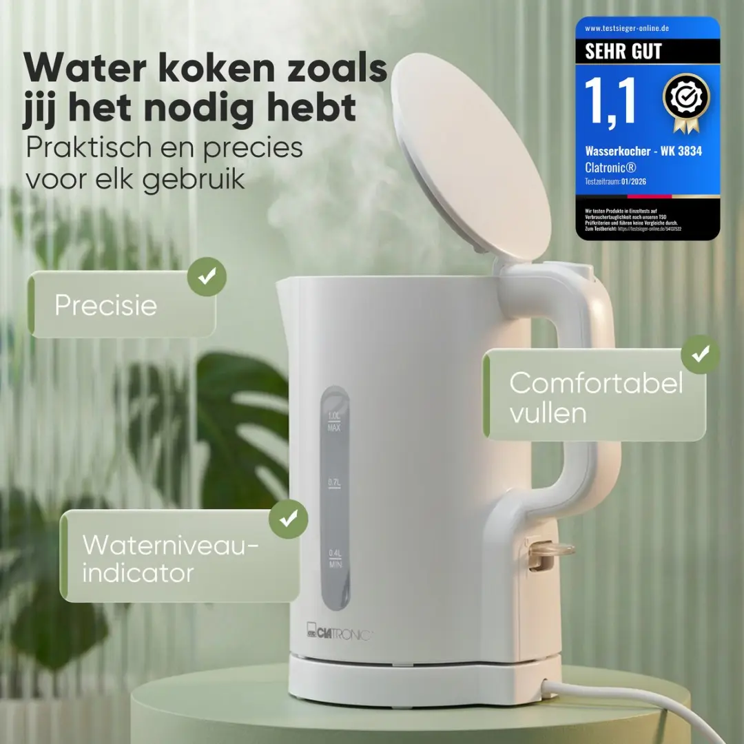 Clatronic WK 3834 Waterkoker - 1 Liter - 900W - Wit - afbeelding 4 van 6