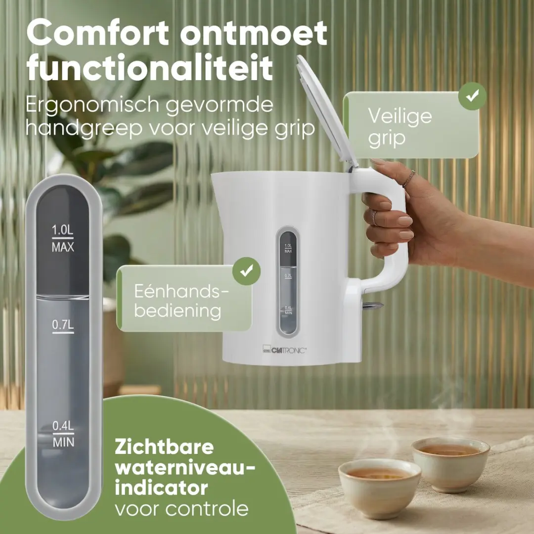 Clatronic WK 3834 Waterkoker - 1 Liter - 900W - Wit - afbeelding 3 van 6