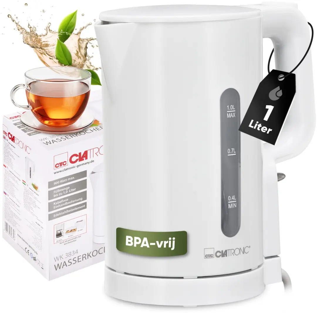 Clatronic WK 3834 Waterkoker - 1 Liter - 900W - Wit - afbeelding 5 van 6