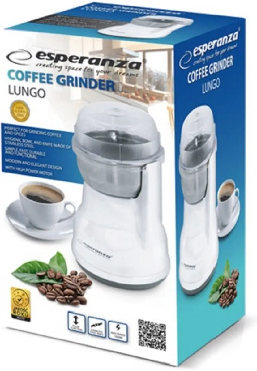 Esperanza Lungo EKC002W Elektrische Koffiemolen - 160W - Wit - afbeelding 2 van 4