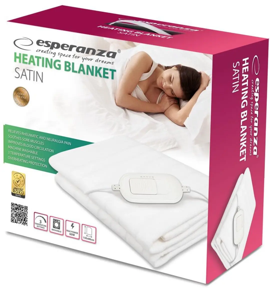 Esperanza EHB002 Elektrische Deken - 60W - 150x80cm - afbeelding 4 van 6