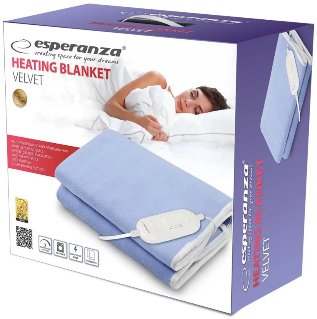 Esperanza EHB001 Elektrische Deken - 60W - 150x80cm - afbeelding 3 van 5