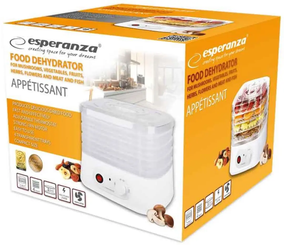 Esperanza EKD004 Voedseldroger 250W - Transparant Wit - afbeelding 3 van 4