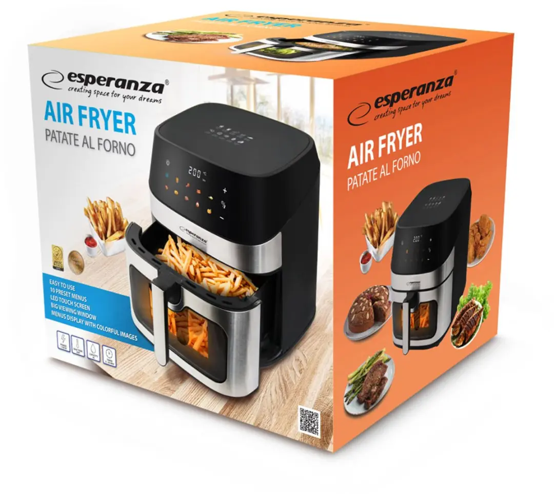 Esperanza EKA005 Airfryer 8L - Zwart - afbeelding 3 van 5