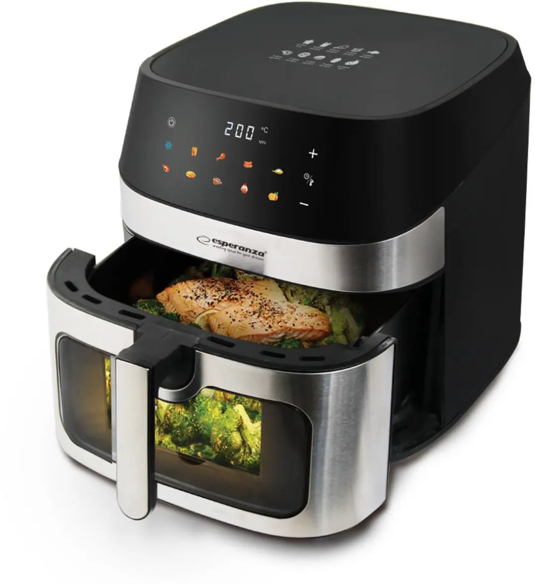 Esperanza EKA005 Airfryer 8L - Zwart - afbeelding 2 van 5