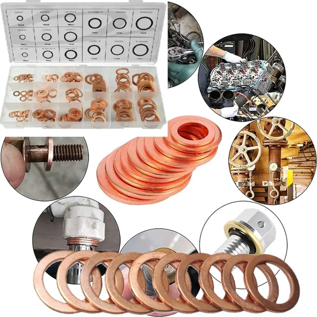 GEKO Koperen ringenset - 220 stuks - Corrosiebestendig - Elektrisch geleidend - Diverse maten - afbeelding 4 van 6