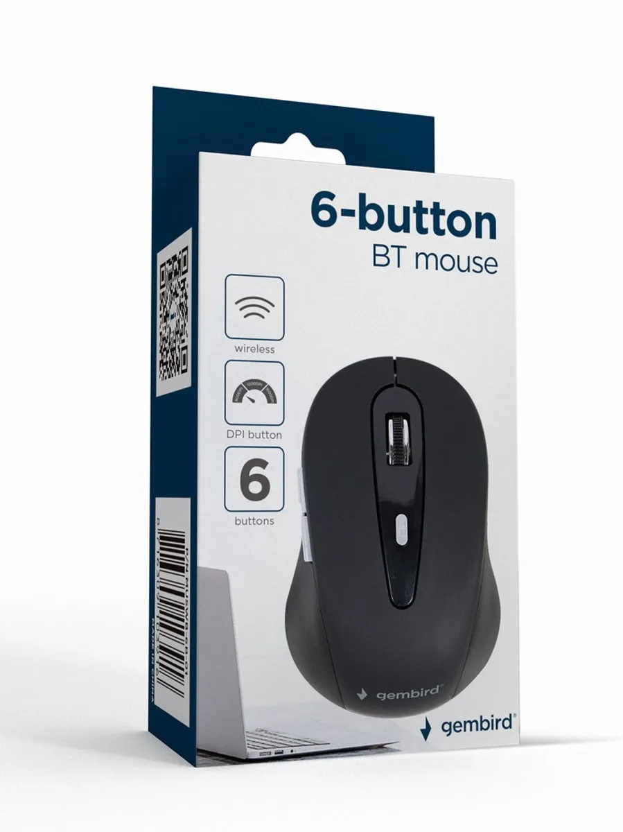 Gembird MUSWB-6B-01 Draadloze Bluetooth Muis - 6 Knoppen - Zwart