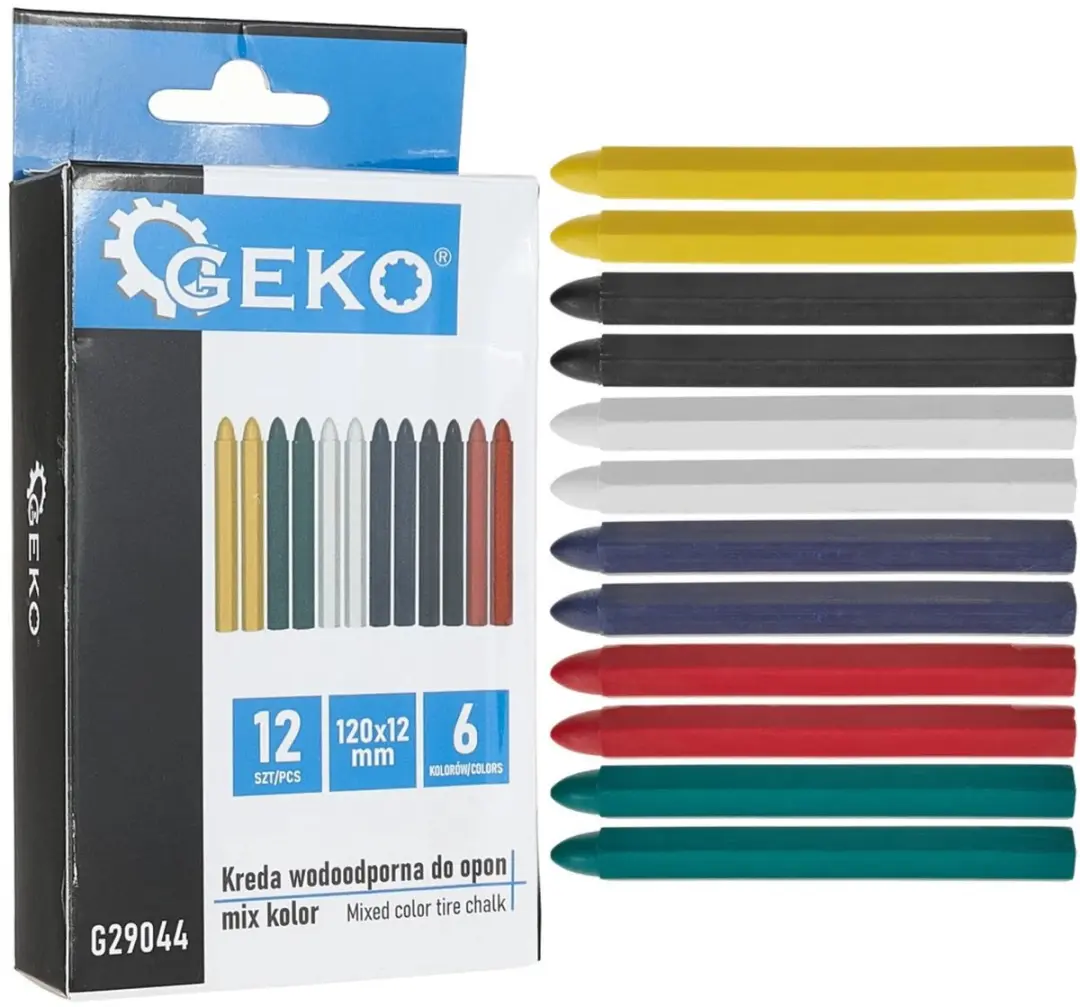 GEKO Set van 12 waterdichte bandenmarkeerkrijtjes
