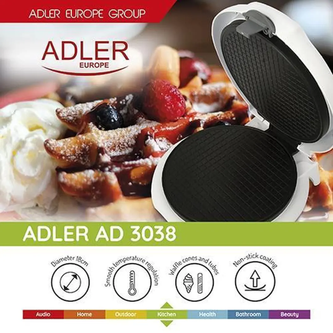 Adler AD3038 Wafelijzer - 1500W - Wit - afbeelding 5 van 6