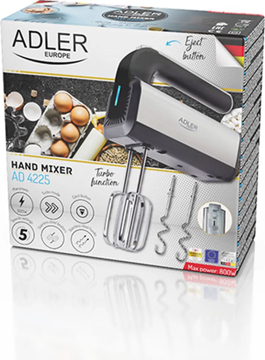 Adler AD 4225 Handmixer - 800W - Zwart/Zilver - afbeelding 6 van 6