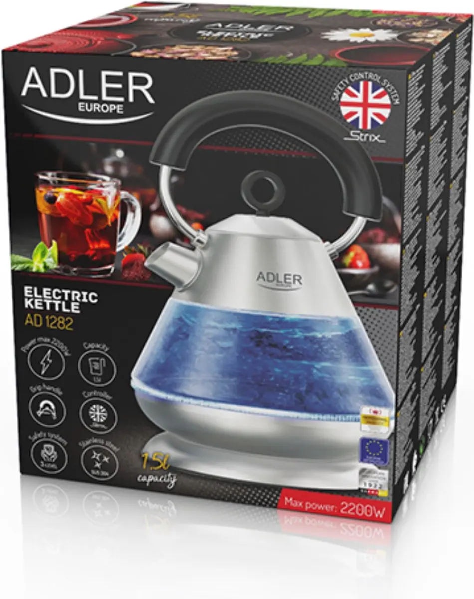 Adler AD 1282 Waterkoker - Glas - 1.5 liter - 2200W - afbeelding 3 van 6